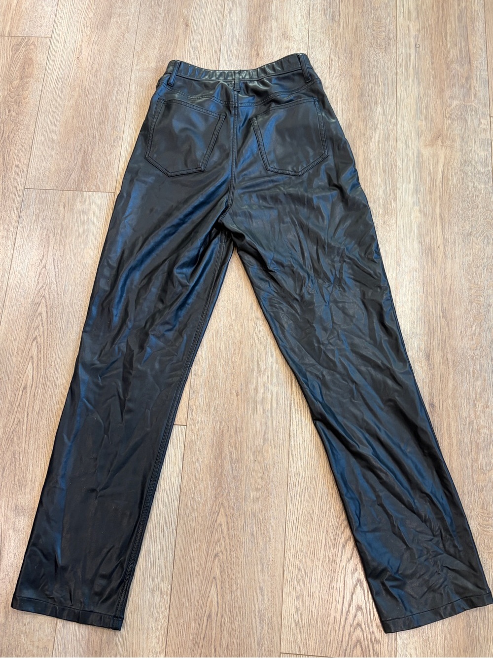 Abercrombie & Fitch 90s Straight Faux Leather Pants Black Ultra High Rise 28 - Picture 4 of 7